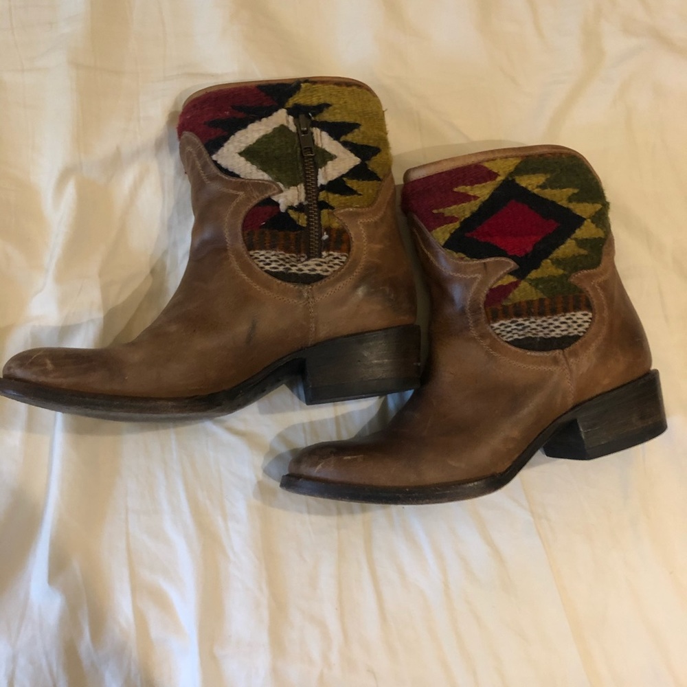 Boho Cowgirl Freebird Booties Genuine Leather